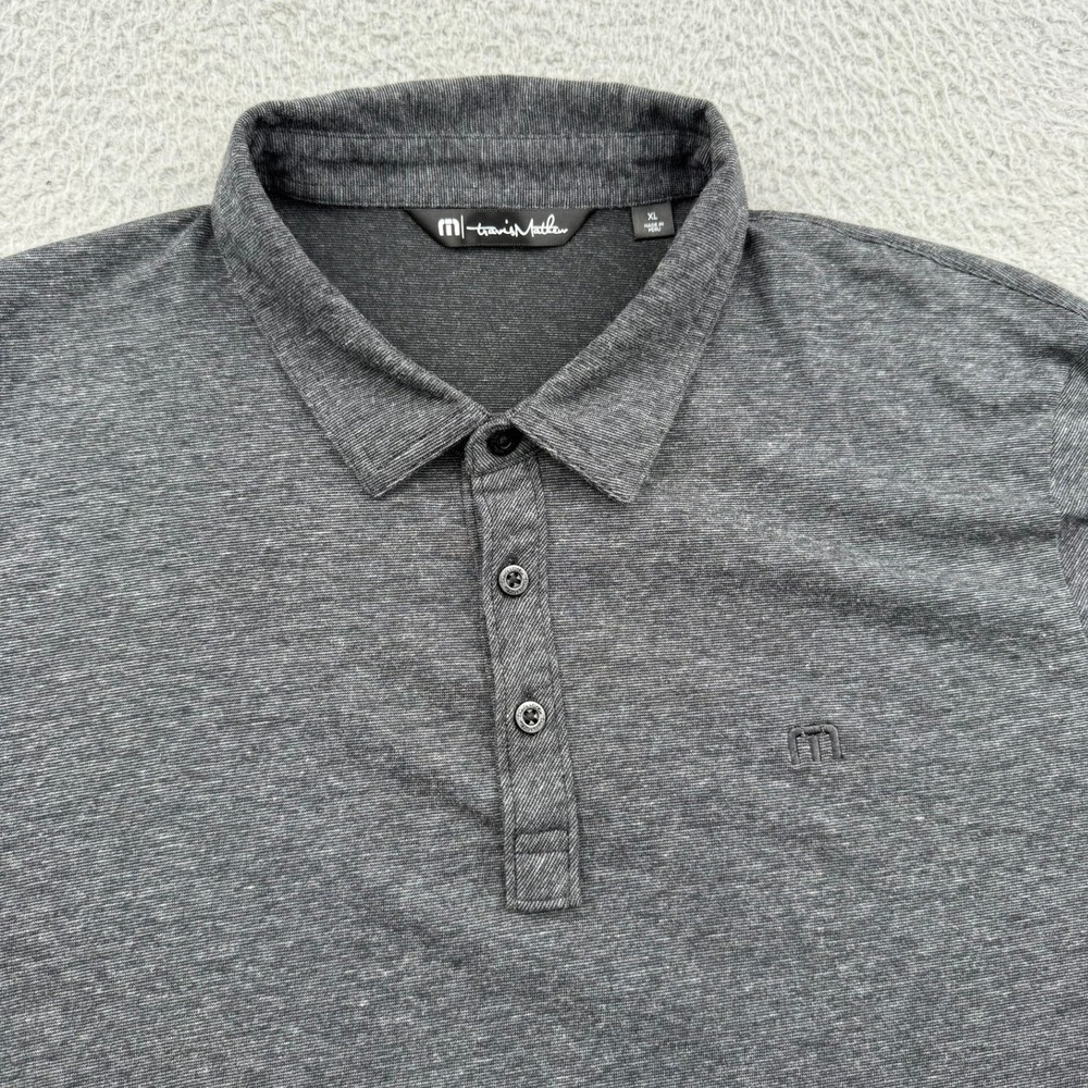 TravisMathew Polo Shirt Mens XL Dark Gray Heathered Pima Cotton Blend Golf